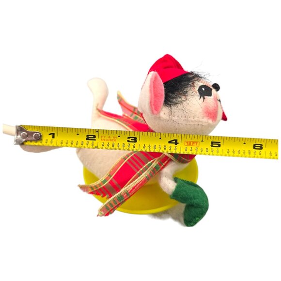 ANNALEE Vintage 1998 Felt Christmas Mouse Saucer Sled Disc Snow Doll Sledding - Picture 10 of 11